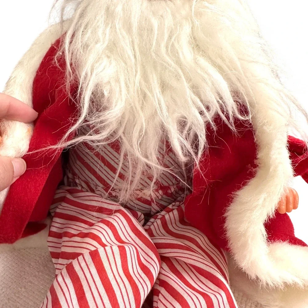 Santa Claus Doll Red Robe Striped Pajamas Christmas Decor 10